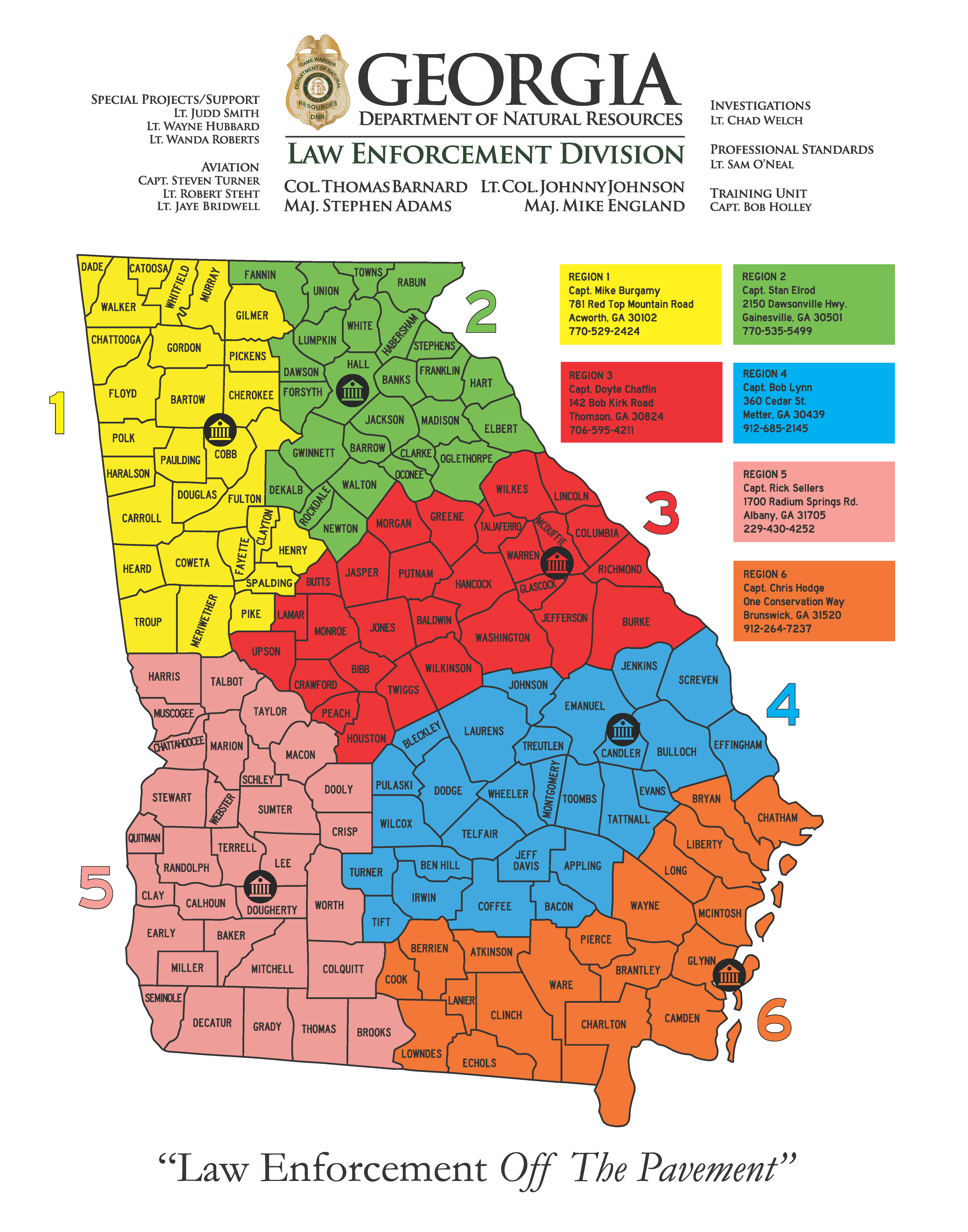 Law Enforcement Region Offices | Department Of Natural Resources Division
