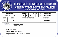 Image of a Certificate of Boat Registration